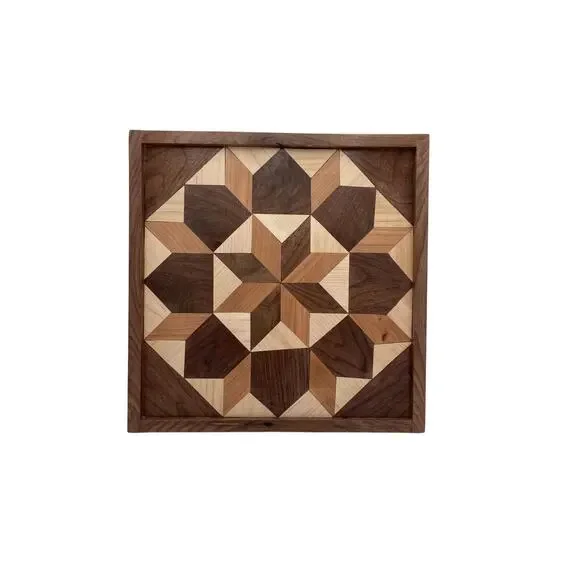 Wood Handcrafted Geometric Pattern Barn Quilt Will Hanging Art Piece - Picture 2 of 16